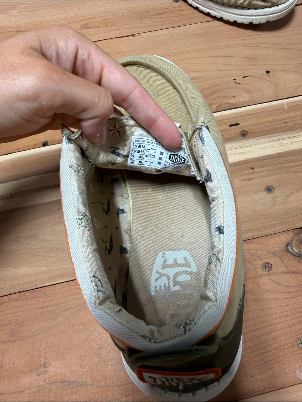 Beige Canvas Slip-On Loafers with Olive Accents by Hey Dude